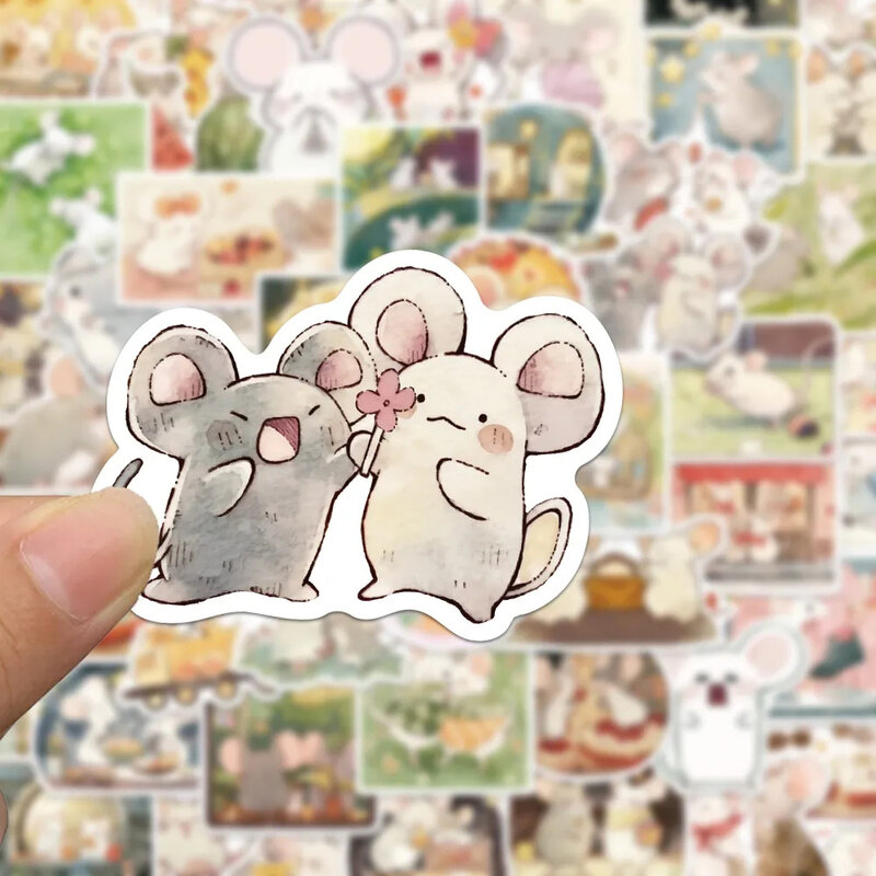 10/30/50 buah stiker tikus kecil kartun stiker hewan tikus lucu untuk mainan anak-anak buku catatan telepon DIY koper stiker grafiti menyenangkan