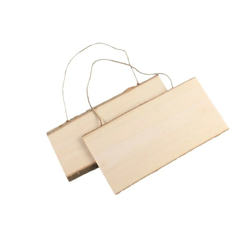 空の木製ハンギングメッセージボード、DIY描画ディスプレイ、ペンダント、10x25cm、2個