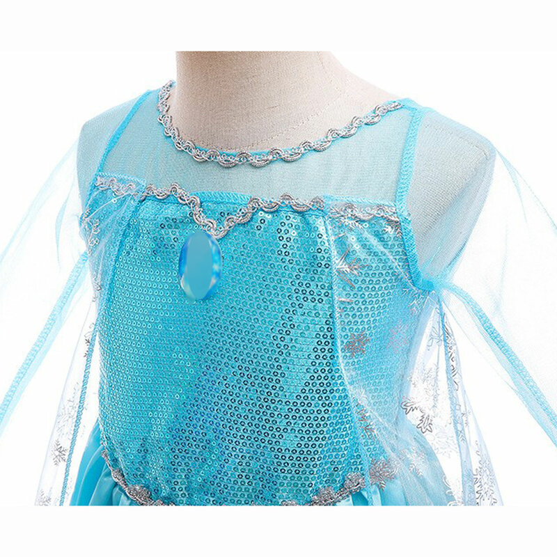 Disney 2024 Festival Girls Elsa Costumes For Girls Carnival Party Prom Gown Robe-Playing Children Clothing Frozen Princess Dress