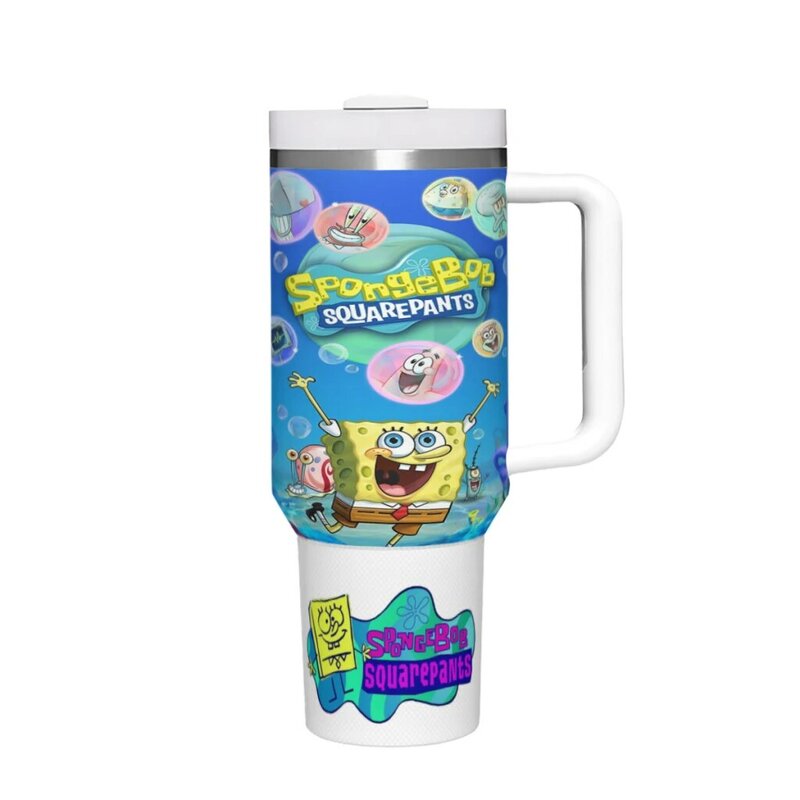 Car Travel Mugs Sponge-bob Cartoon Stainless Steel 304 Tumbler Water Bottle 40oz/1200ml