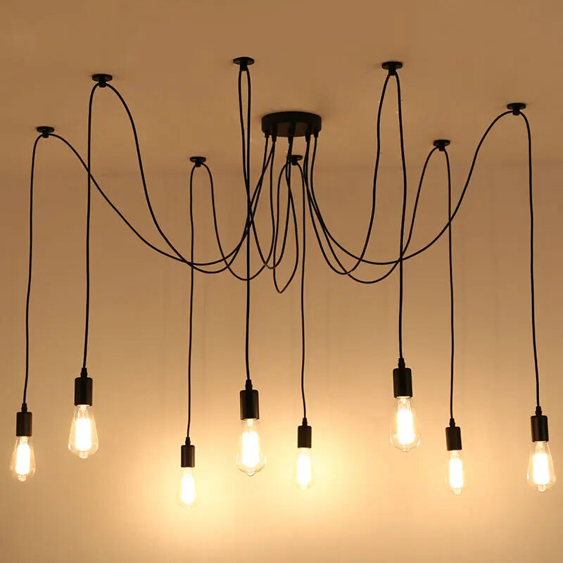 Nowoczesne lampy wiszące Retro Edison oświetlenie wewnętrzne Vintage Loft antyczny regulowany DIY E27 wisząca lampa wisząca z pająkiem