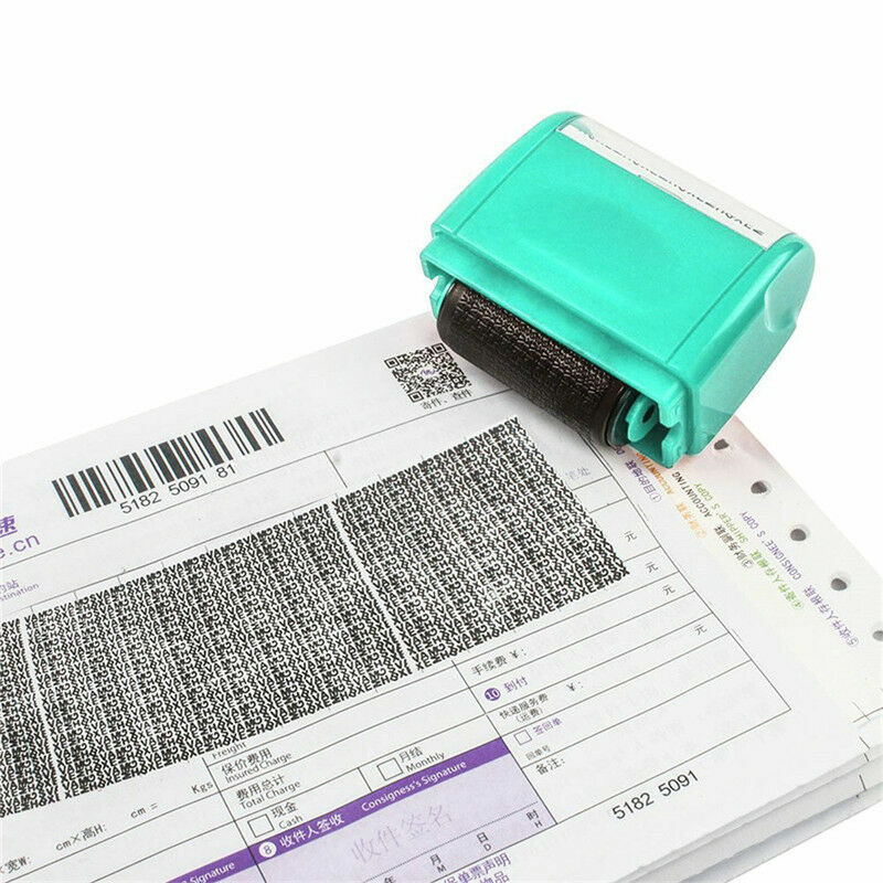 Wide Rolling Segurança Stamp, Identity Theft Prevention, Guard Roller, Verde, 6x6x3cm