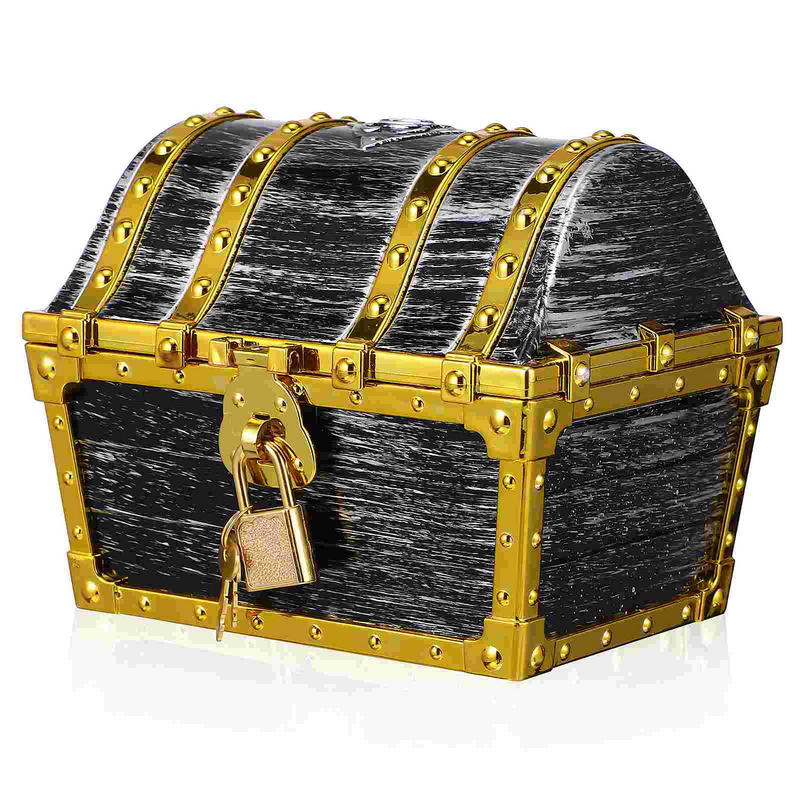 Klucz do zamka klatki piersiowej ze skarbami ze złotą obramowaniem - idealne przyjęcia dla dzieci - dekoracyjne pudełko do przechowywania
