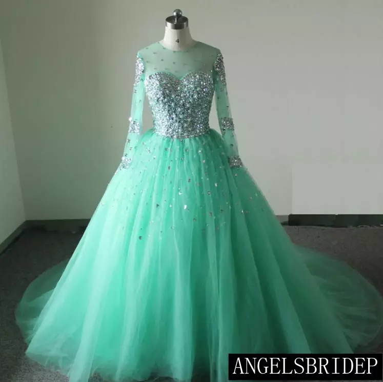 Vestidos De 15 Anos Ball Gown Quinceanera Dresses Tulle With Crystal Lace Up Back Floor Length Sweet 16 Dress