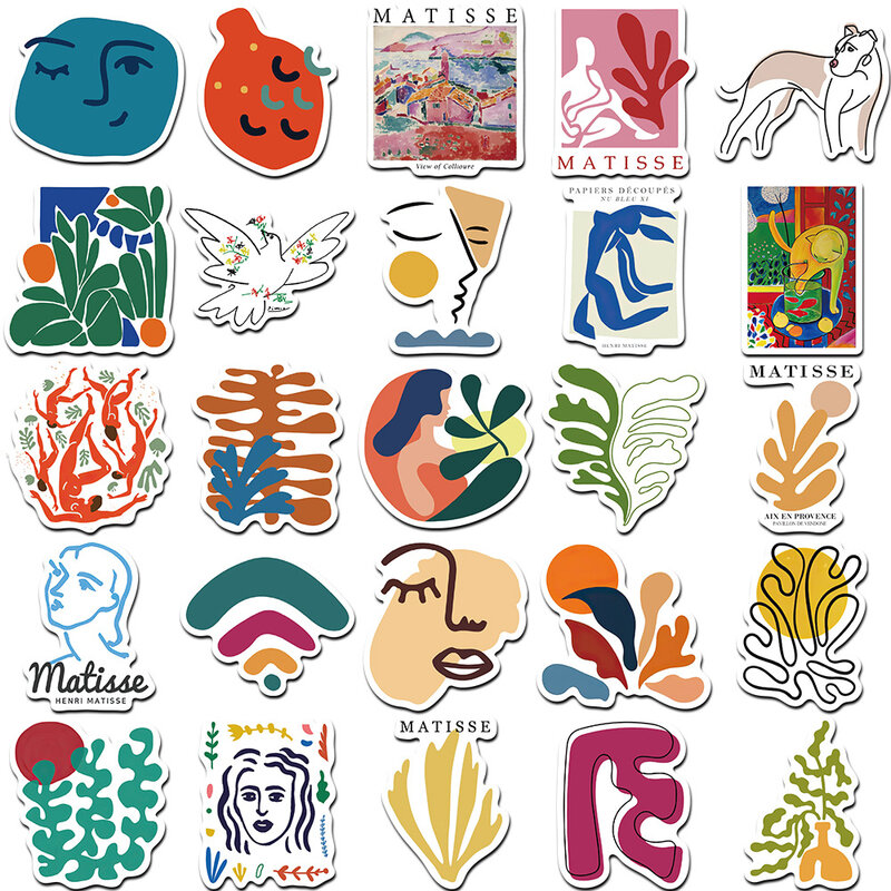 Pegatinas de graffiti estilo Matisse, calcomanías para monopatín, portátil, equipaje, nevera, teléfono, coche, 10/30/50 piezas