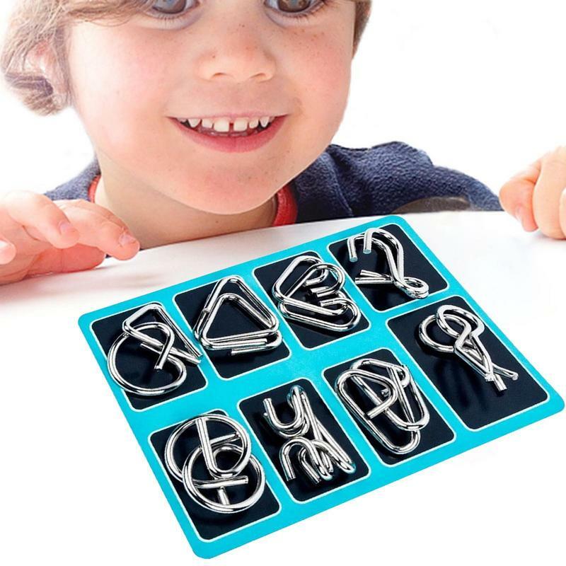 8 Stück Metall Puzzle Spielzeug Mind Brain Teaser interaktive Montessori pädagogische Puzzle-Spiel Zaubertrick Spielzeug für Kinder Erwachsene