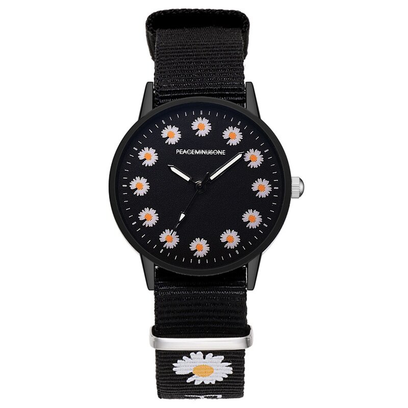 แฟชั่นนาฬิกาผู้หญิงสุภาพสตรีนาฬิกาควอตซ์นาฬิกาข้อมือ Simple Dial W/ Daisy Womens นาฬิกาหญิงนาฬิกา Relogio Feminino