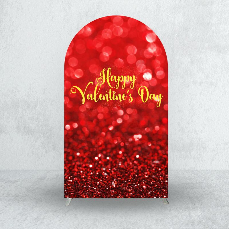 Happy Valentine's Day Theme Arch Backdrop Cover for Wedding & Anniverary Photograph Background Decoration Prop Elastic Fabric
