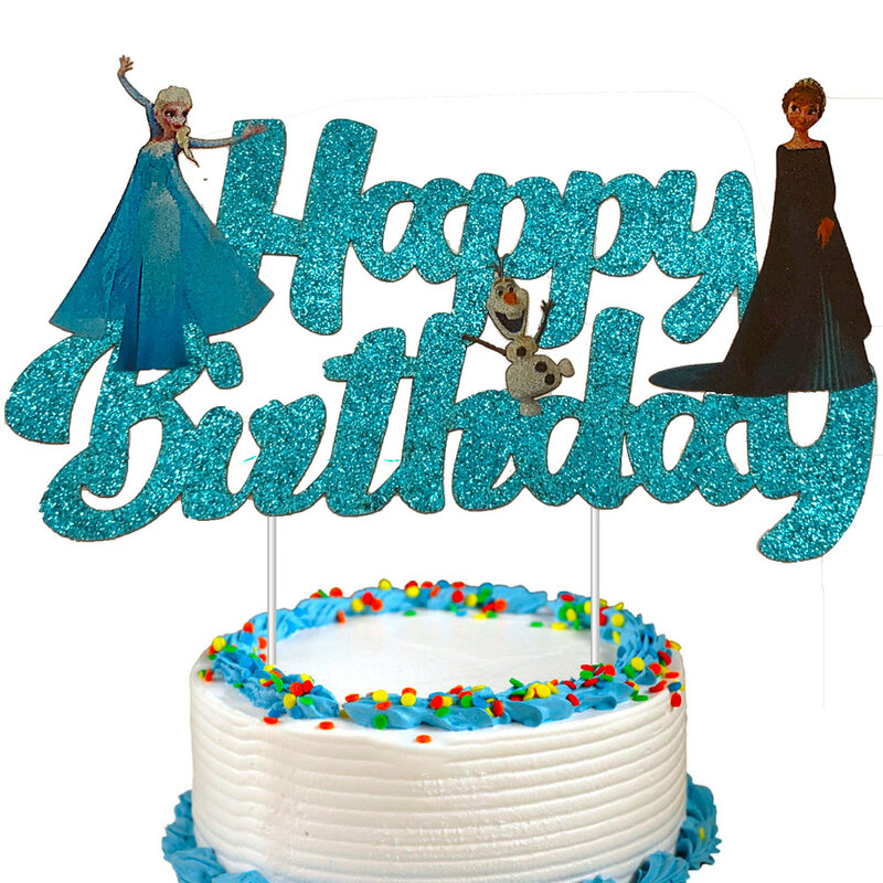 Frozen Anna e Elsa Anime Cake Topper para Meninas, Inserção Do Bolo De Aniversário, Presentes De Brinquedo, Decoração De Festa, Baby Shower, Suprimentos Festivos