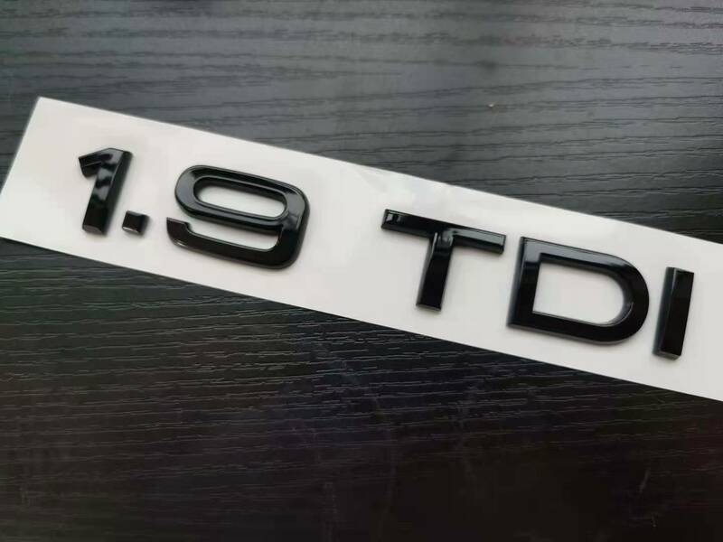 1X Chrome glossy black ABS 1.9 TDI Car Body posteriore Trunk Emblem Badge Sticker per accessori Audi