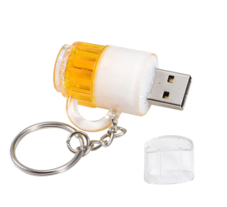 Caneca de cerveja USB 2.0 Flash Drive plástico, Disco U portátil, Chaveiro, 16GB, 32GB, 64GB, 128GB, 256GB, 512GB, 2023
