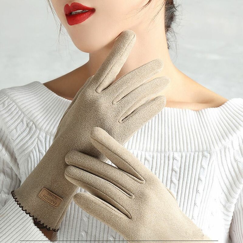 Anti-skid Keep Warm Gloves New Windproof Touchscreen Mittens German Velvet Full Finger Gloves Women