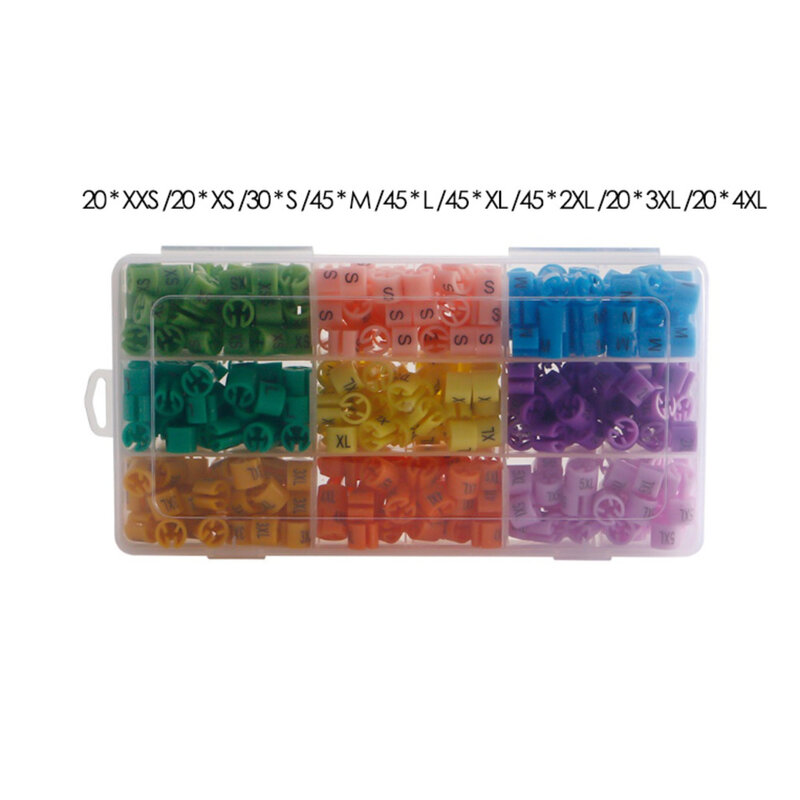 290 Pcs Snap Retail appendiabiti dimensioni pennarelli etichette per indumenti da Xxs a 4xl dimensioni codifica divisori colorati gancio segno fibbia
