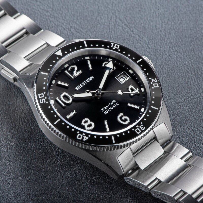 SEESTERN-Relógio de mergulho automático masculino, relógios de pulso mecânicos, movimento NH35, moldura de cerâmica, 20Bar, Sapphire Luminou, S434 V2