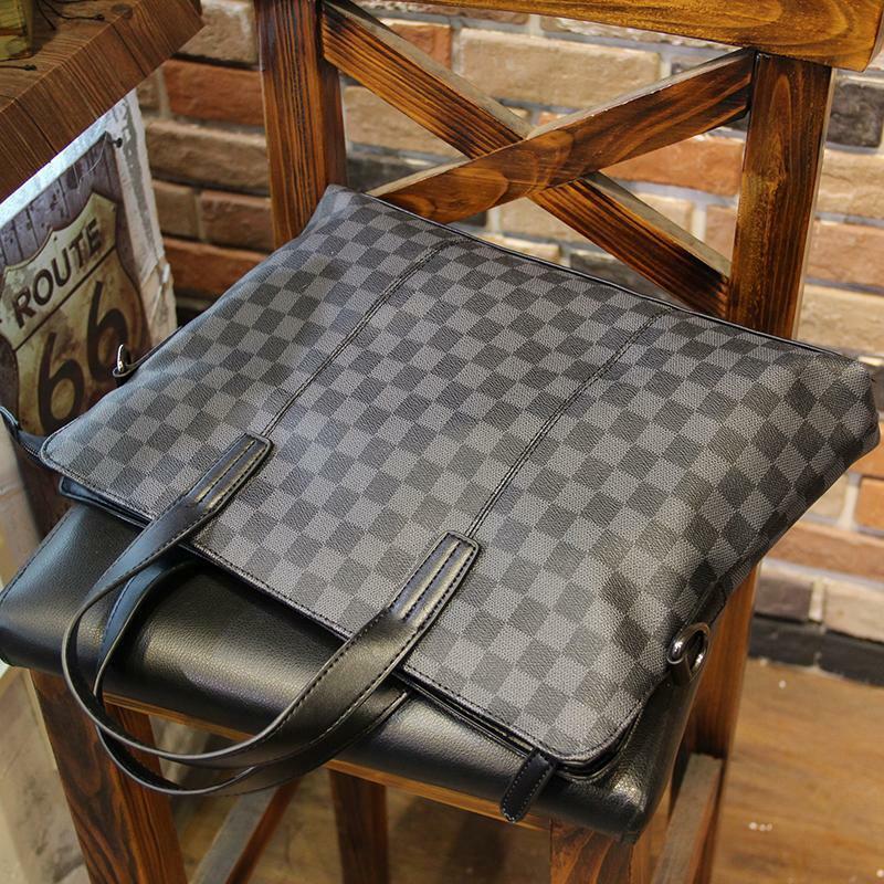 Новая Корейская версия офисных мужских сумок плечевая клетчатая модная клетчатая Компьютерная сумка портфель для поездок мужская сумка-тоут