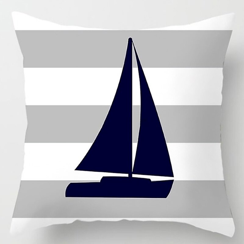 Funda de almohada con estampado de marinero oceánico para decoración del hogar, cubierta de cojín para dormitorio, sofá, coche, Oficina