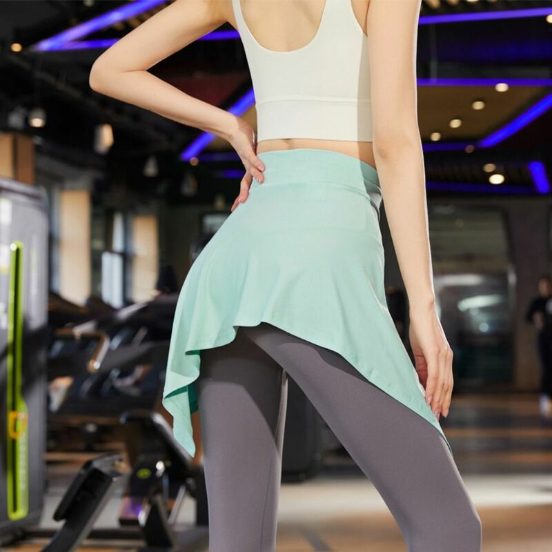 Hip-chowanie jogi sportowe krótka spódniczka jednolity kolor anty-niezręczny odzież na jogę spódnica pół ciała spódnica rozmiar uniwersalny