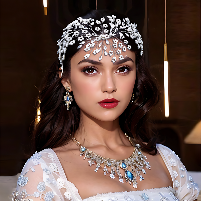 HP624 Hochzeit Braut Haarband mit Perlen Blumen Luxus Kristall Dekoration ideale Haarschmuck Braut schmuck Braut Stirn