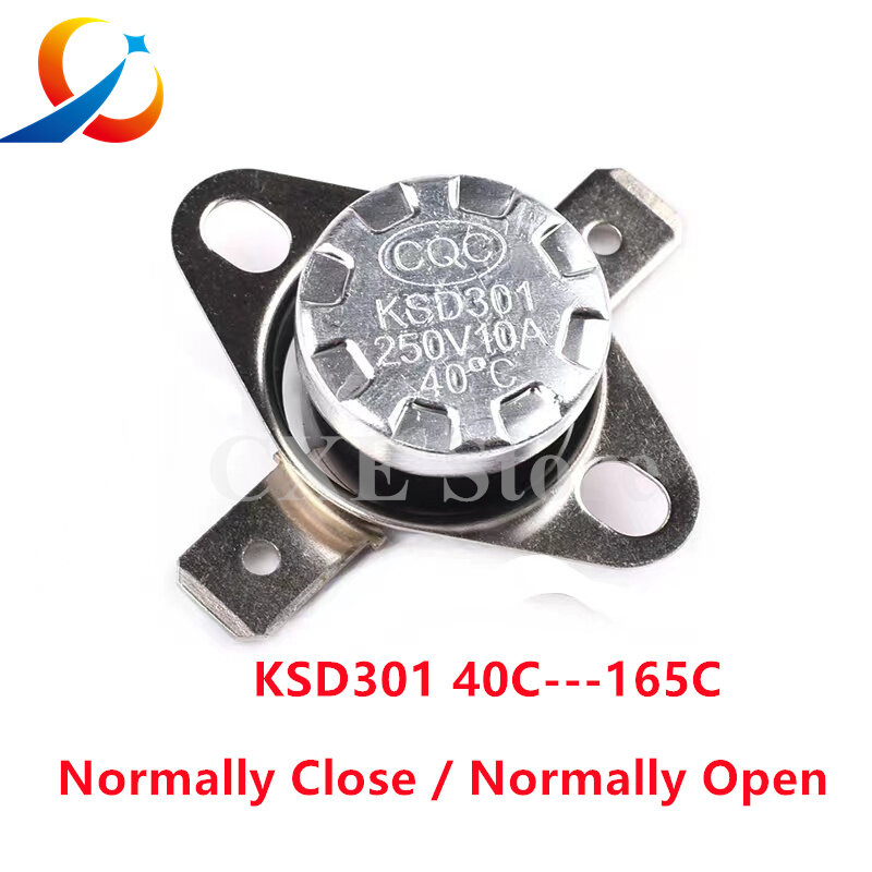 2 buah termostat Bimetal KSD301 10A sakelar suhu Kontrol termal 40 ~ 160C derajat Celcius Reset Manual termostat 40 65 90 95