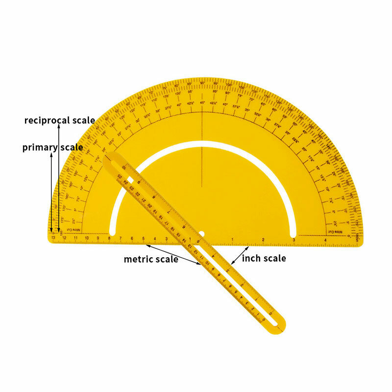 Localizador de ângulo multifuncional transferidor semicircular 180 ° de medição desenho atividade régua carpintaria arte projecto modelo de design