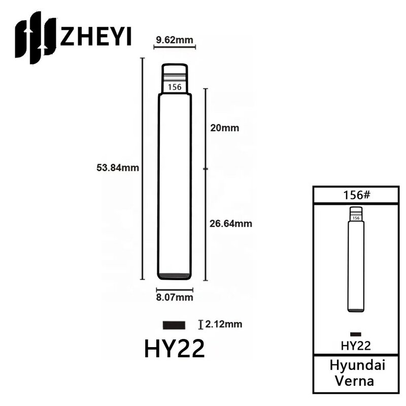 HY22 156 # Remote Tidak Terpotong Universal Pisau Kunci Flip untuk Hyundai Verna HY22 156 # Pisau Kunci Kosong Tidak Dipotong untuk Kunci Remote Kontrol Mobil