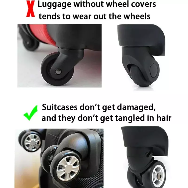 Pelindung Roda bagasi, 4-24 buah silikon pelindung roda kastor sepatu koper perjalanan mengurangi kebisingan pelindung roda aksesoris penutup