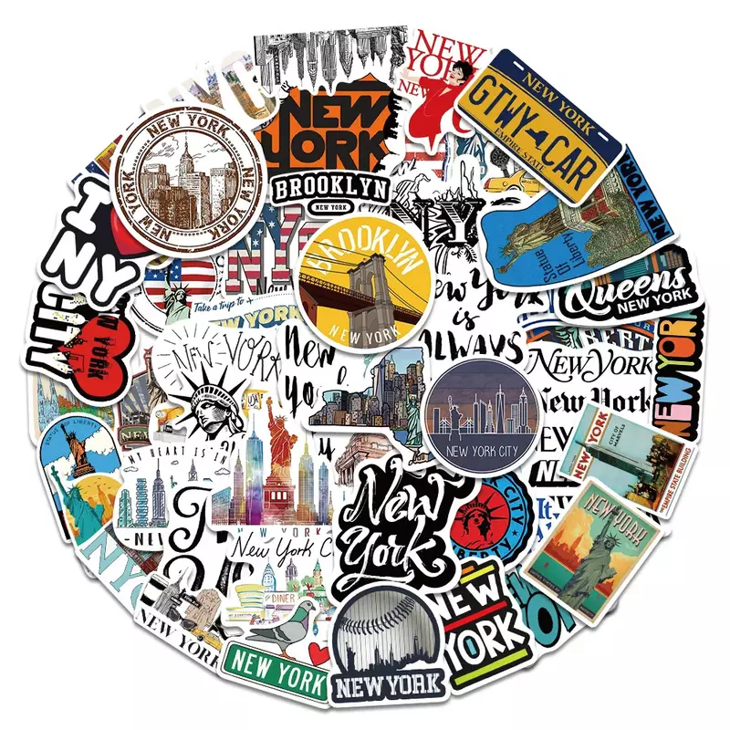 50 Stuks Verenigde Staten New York Graffiti Sticker Koffers Laptops Mobiele Telefoon Gitaren Waterbeker Helm Decoratieve Sticker