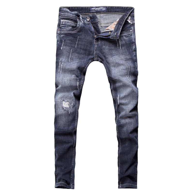 Italienischen Designer Mode Männer Jeans Retro Schwarz Blau Stretch Slim Fit Zerrissene Jeans Männer Hosen Vintage Casual Denim Hosen Hombre