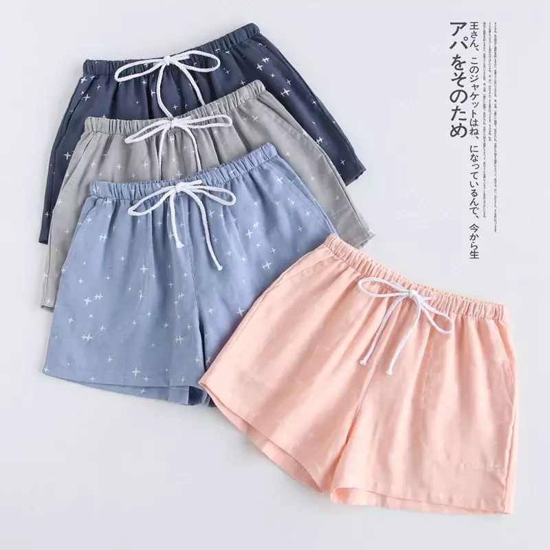 Pijama unisex de estilo japonés y cintura elástica, Pantalón corto, de algodón, para verano, para estar en casa, informal