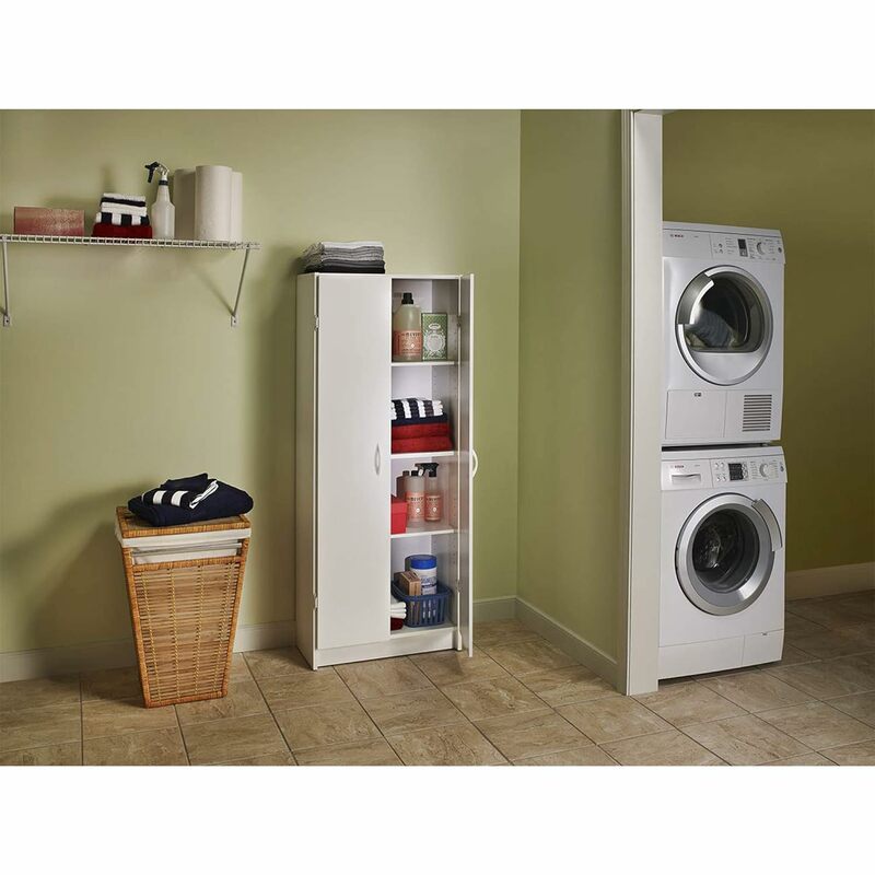 Armario de despensa con 2 puertas, estantes ajustables, de pie, gabinete de almacenamiento para cocina, lavandería o lavadero
