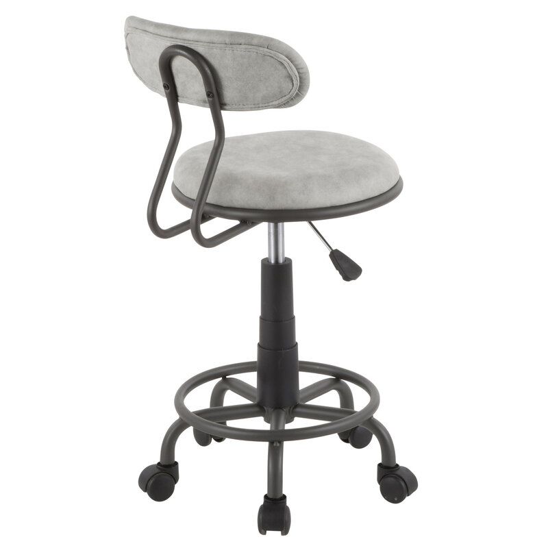 Lumisource เก้าอี้ทำงานอุตสาหกรรมแบบรวดเร็ว-เงากรอบโลหะสีเทาอ่อนหรูหราพร้อมแผ่นรองหนังสังเคราะห์