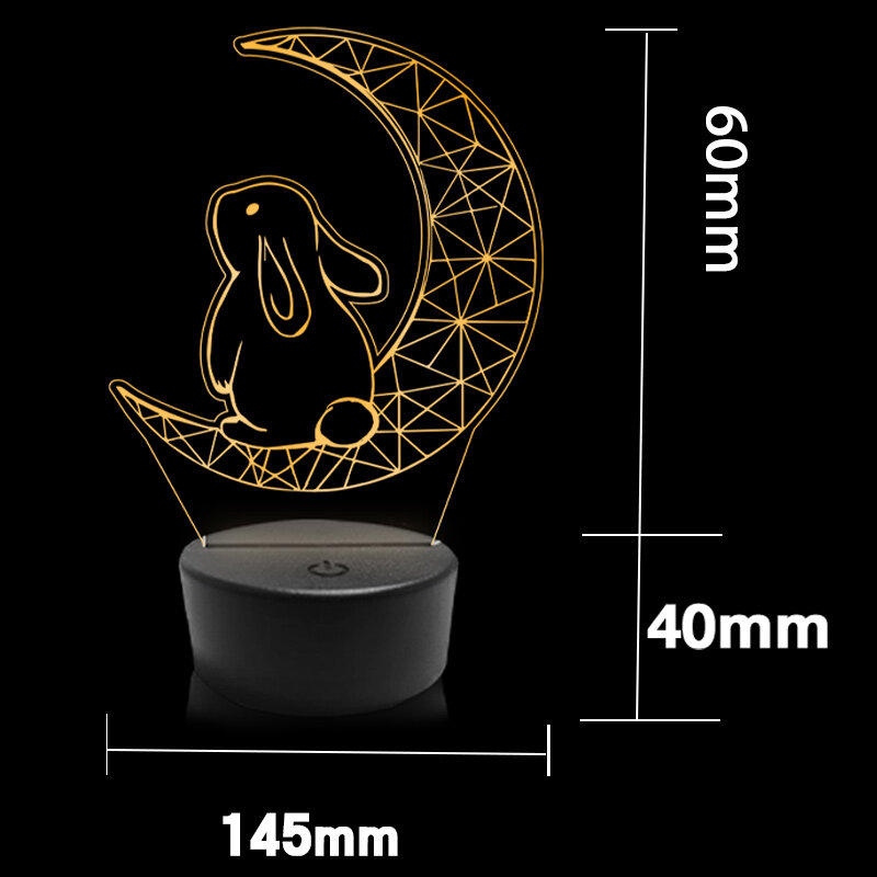 Custom Personalized 3d Night Light Cute Rabbit Acrylic LED Night Light For Baby's Bedroom