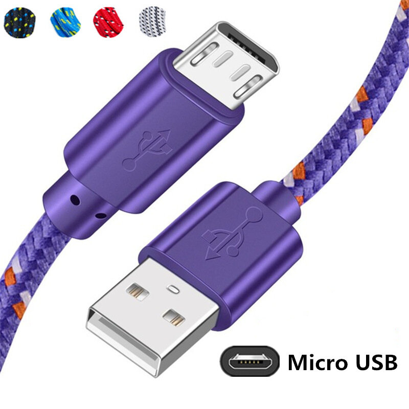 Câble Micro USB tressé en Nylon, charge rapide, synchronisation de données, pour Samsung S7, Huawei, Xiaomi, iphone 11