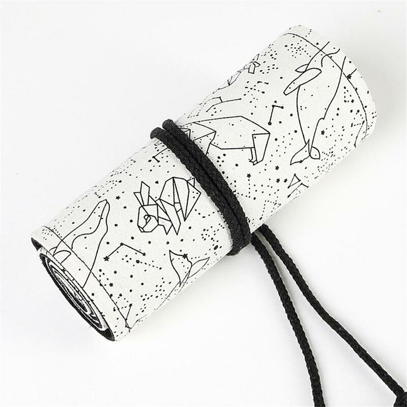 Pen Curtain Zodiac Print Elastic Socket Canvas Material Has Many Uses Firm Thread Storage Bag Stationery Box 24 Holes Save Space