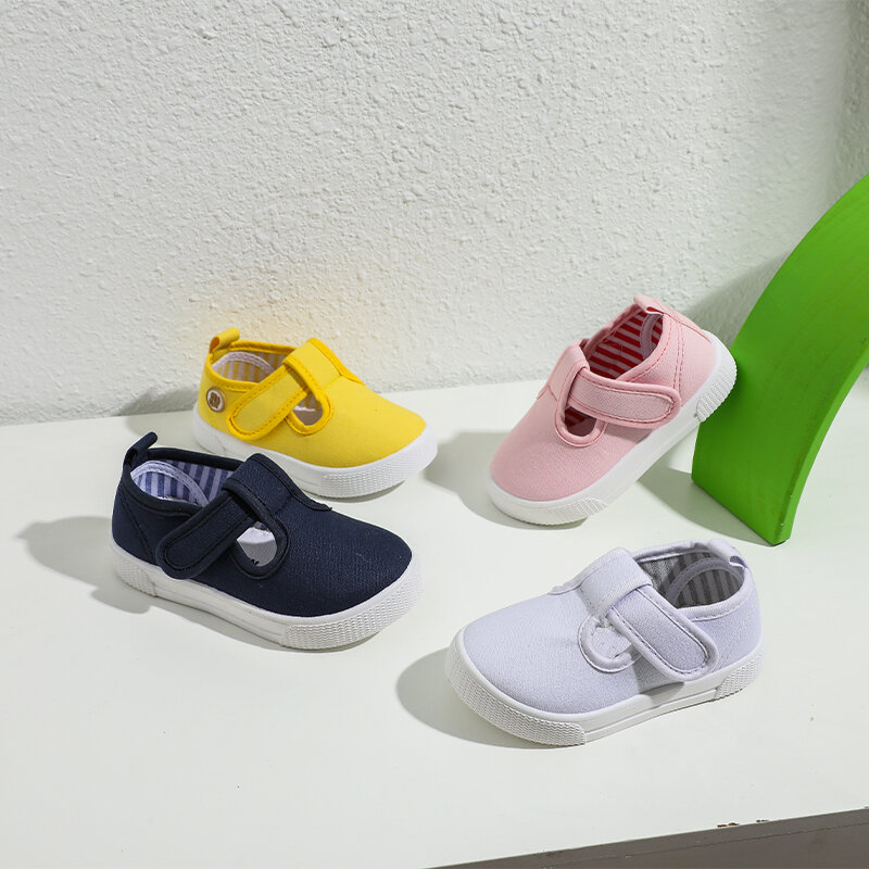 Kleinkind Mädchen T-Strap Canvas Sneakers für kleine Kinder klassische Schuhe