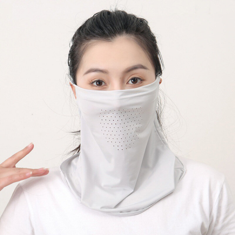 UV Protection Neck Wrap Cover Ice Silk Breathable Riding Sunscreen Face Mask Solid Color Fashion Dustproof Sports Sun Proof Bib