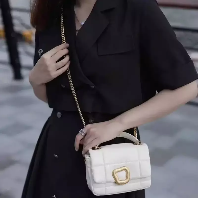 Songmont-bolsa feminina com corrente, bolsa tiracolo, bolsa de ombro, corrente, média, pequena, chocolate, moda