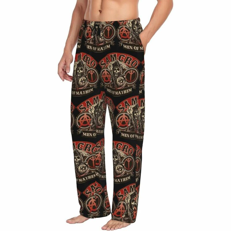 Pantaloni del pigiama Anarchy scozzesi personalizzati da uomo Sleepwear Lounge Sleep Bottoms Stretch con tasche