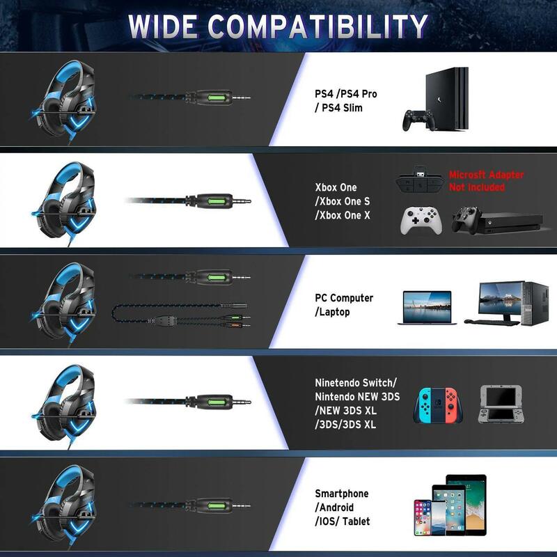ONIKUMA-auriculares K1B para videojuegos, cascos con micrófono Flexible con cancelación de ruido, estéreo 3D, con cable, para PS4, Xbox, Switch, PC, Gamer