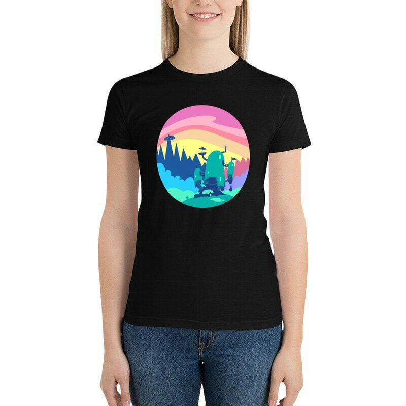 Camiseta feminina da paisagem da casa da árvore, roupas hippie, tops plus size