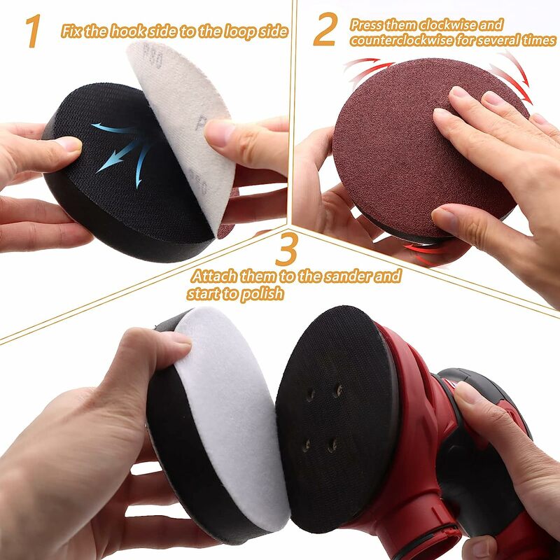 3piece 5 Inch Interface Pads Hook and Loop Soft Density Sponge Cushion Foam Pads 125mm for Orbital Sander Automotive Woodworking