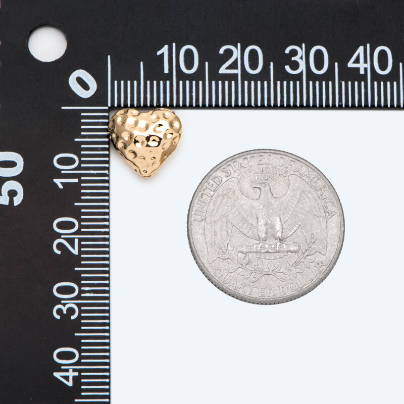 10Pcs Gold Hammered Heart Spacer ลูกปัดสำหรับเครื่องประดับทำ Diy วัสดุอุปกรณ์ (GB-2786)