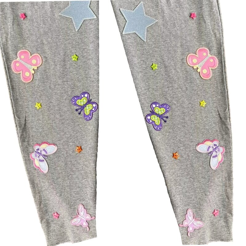Scaldamuscoli svasati Harajuku gotici da donna Calzini lunghi alti ginocchio con farfalla colorata F0T5