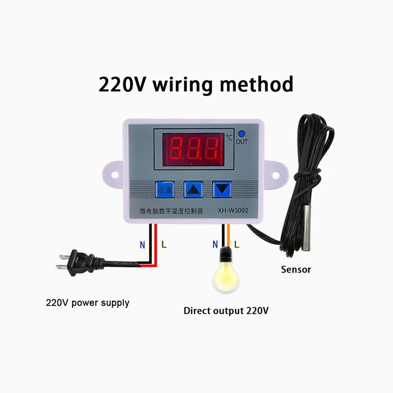 W3001/W3002 cyfrowy regulator temperatury termostat mikrokomputerowy DC12V/24V AC220V z sondą temperatury termostatyczny kontrola za pomocą termostatu przełącznik