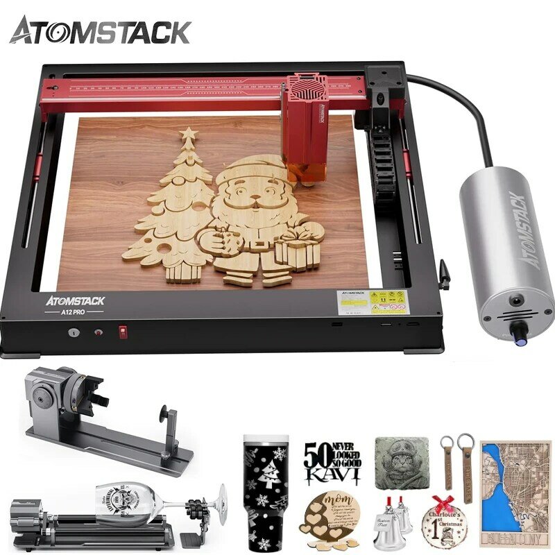 Atomstack-Multifuncional Máquina de Gravação a Laser CNC, All-in-one Frame, Controle Wifi, 50W, Metal, Madeira, Dog Tags, A12, X12 Pro