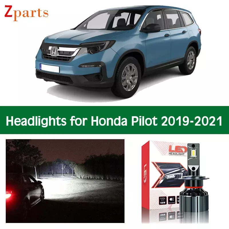1 Pair Car Headlight Bulbs For Honda Pilot 2019 - 2021 LED Headlamp Low High Lightings Beam Canbus Auto Lights Lamp Accessories