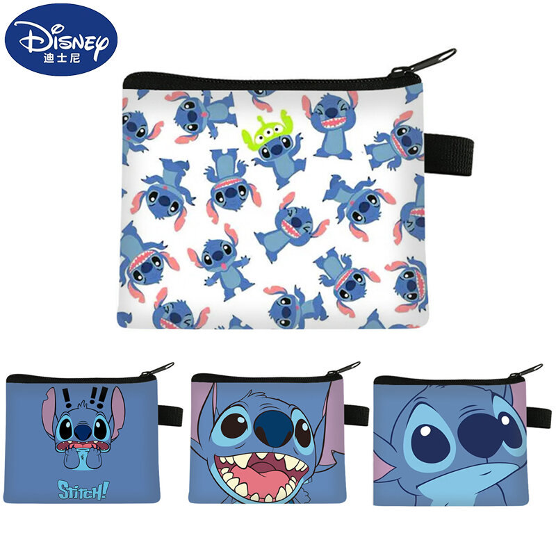 Disney-Portefeuille Stitch pour enfants, porte-monnaie, porte-cartes d'identité portables, sac de rangement pour clés, cadeaux pour enfants, dessin animé, Kawaii, CAN O & Stitch