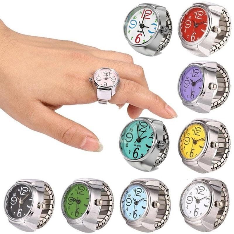 Мужские Женские Креативные Круглые эластичные кварцевые часы с кольцом на палец модные парные часы для влюбленных