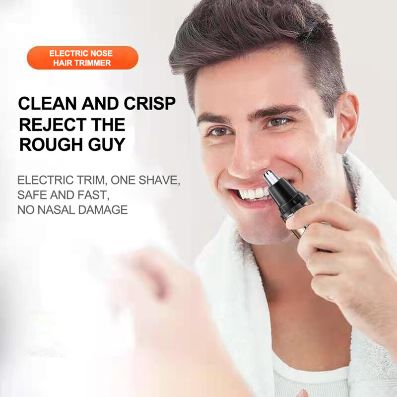 Alat cukur hidung elektrik pria, pemangkas rambut hidung dan telinga USB dapat diisi ulang otomatis dapat dicuci alat cukur listrik portabel 1 buah