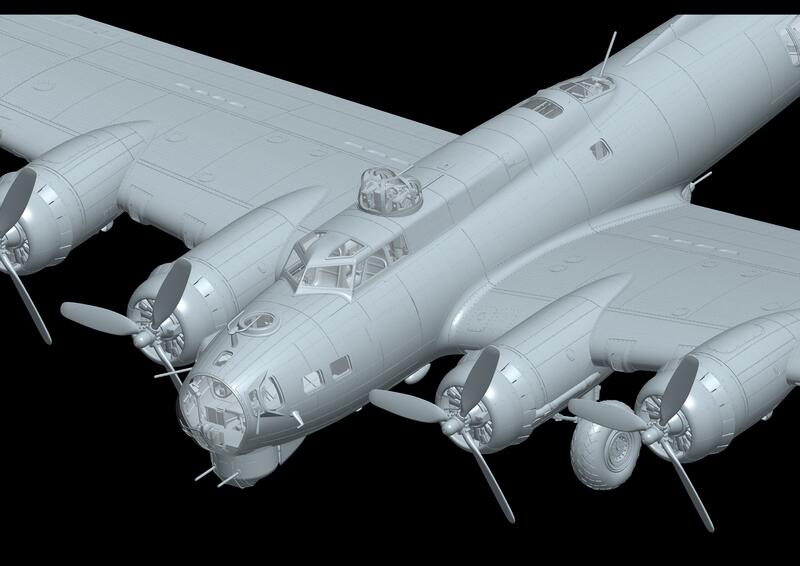 HK versão inicial Flying Fortress, modelo plástico, 01F001, 1/48, B-17G